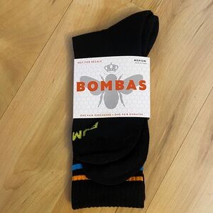 Bombas Black Socks with Blue and Orange Stripes